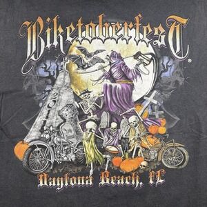 Biketoberfest Shirt Mens 2XL Black 2011 Daytona Beach FL Skeleton Motorcycles